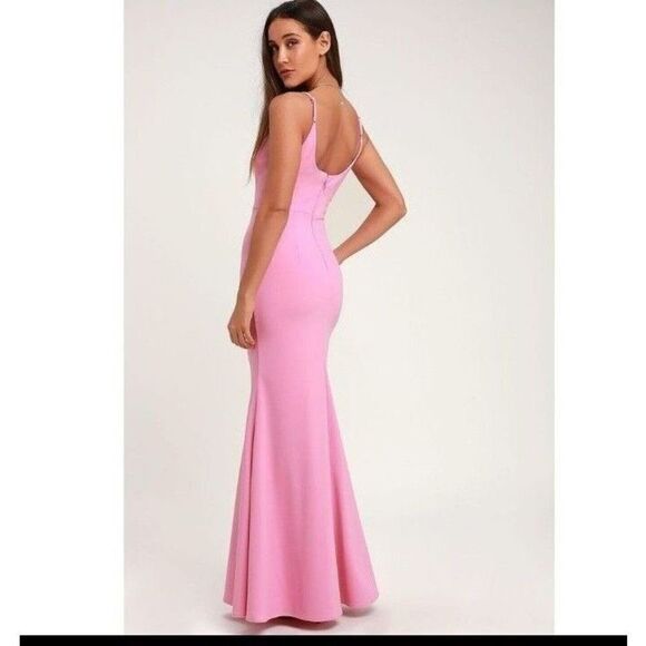 Lulu's Dress Infinite Glory Pink Maxi Dress Size X-Large - Picture 5 of 8